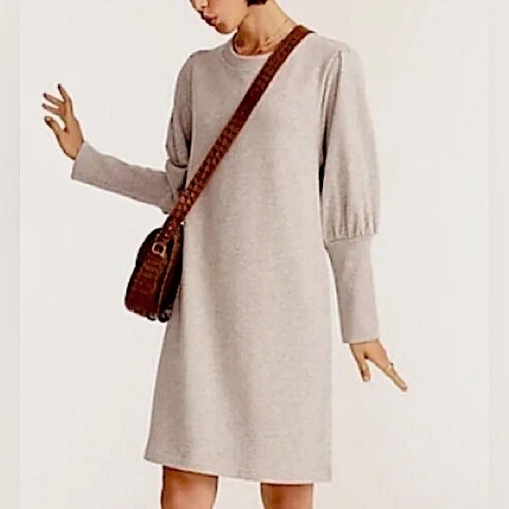 J. Crew Women’s Original Cotton Terry Puff Sleeve Sweatshirt Grey Dress Size XXS